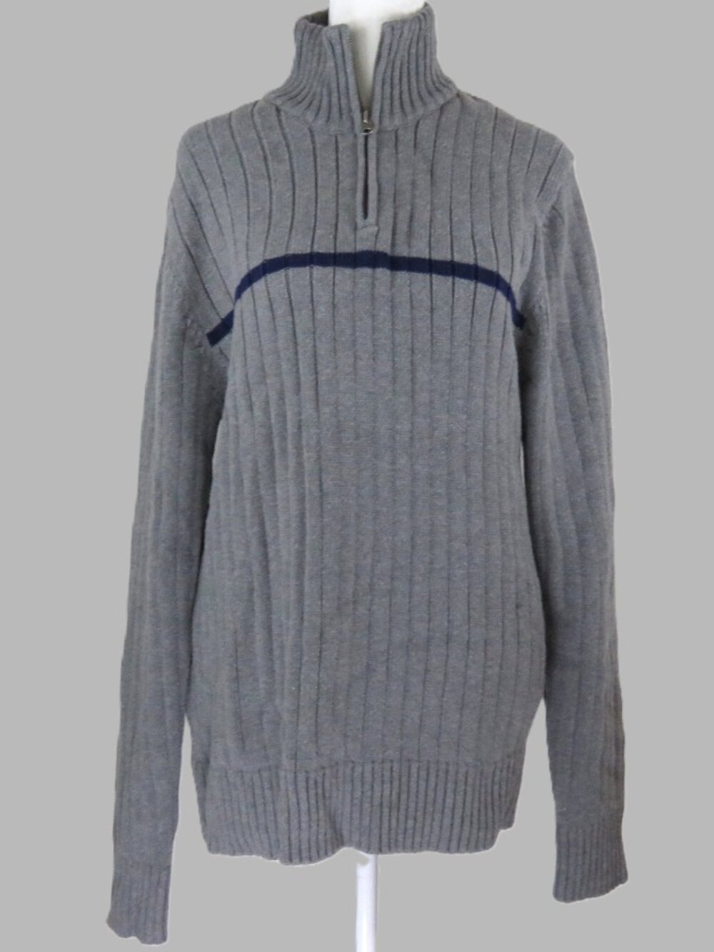 Aeropostale Men's Gray Ribbed 1/4-Zip Pullover Mock Neck Sweater Size XL (2116)